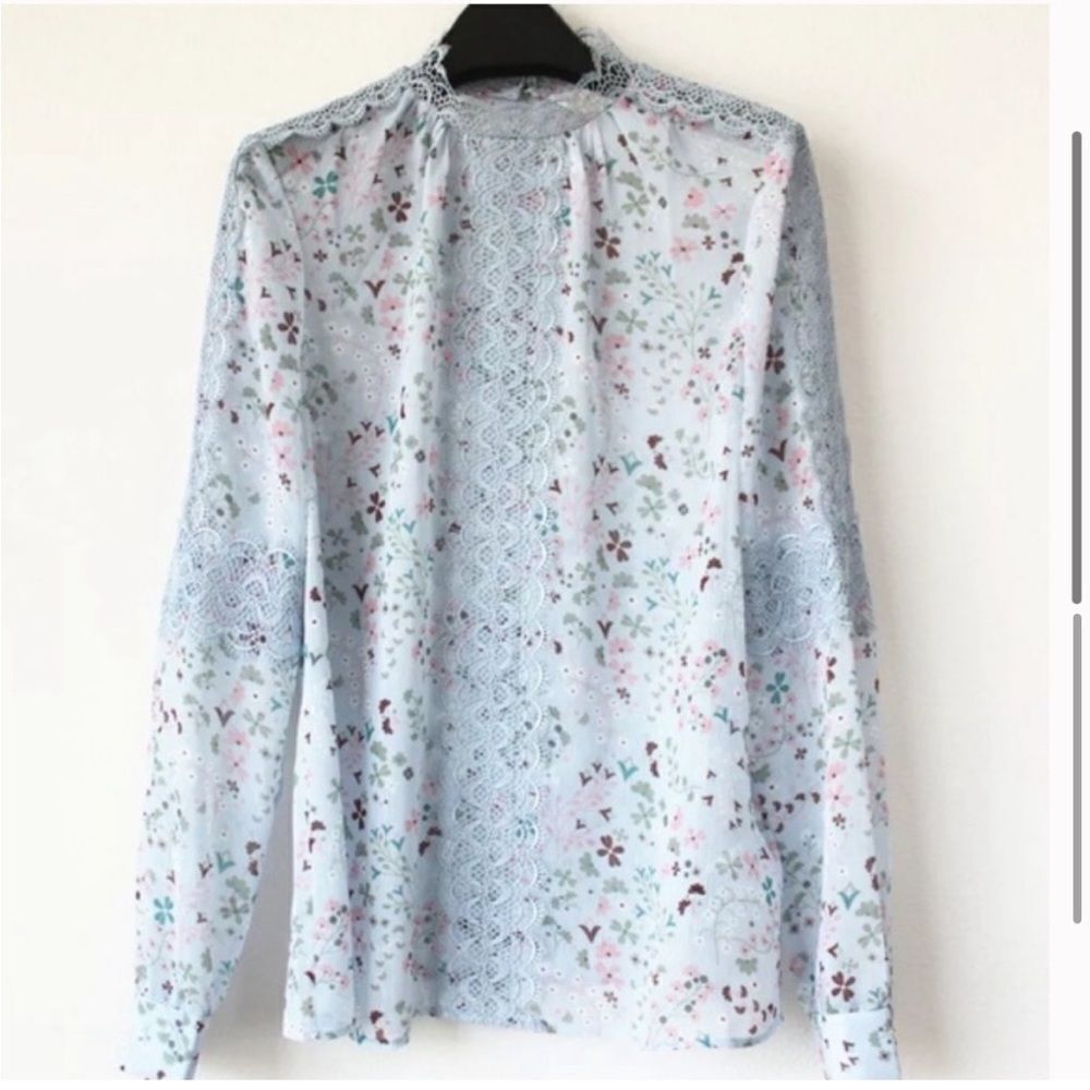 NWOT TED BAKER Javiera lace top Pale Blue Size 4/US 10 - Picture 5 of 10